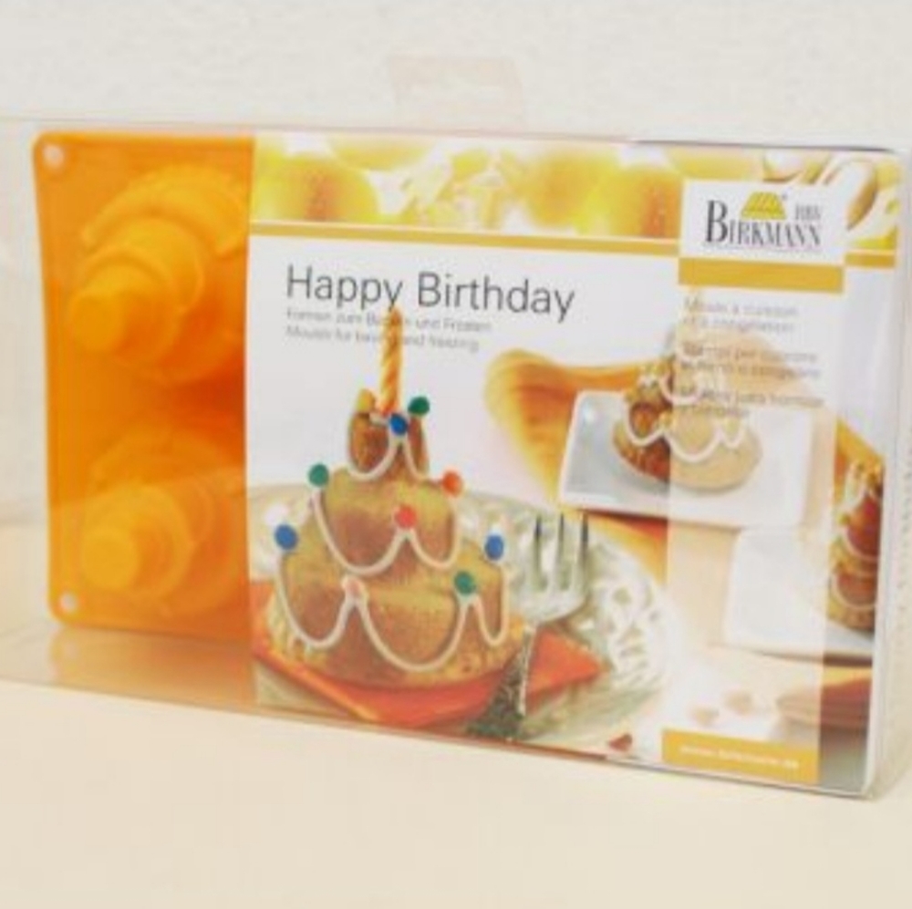New in Box Birkmann Happy Birthday 251939 Silicone Mould Tray Medium Size